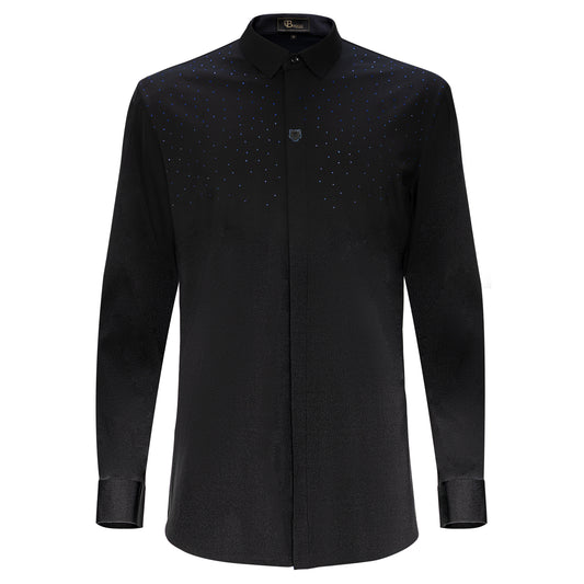 Thrill Seeker LS BUTTON DOWN DRESS SHIRT-BLACK/ROYAL