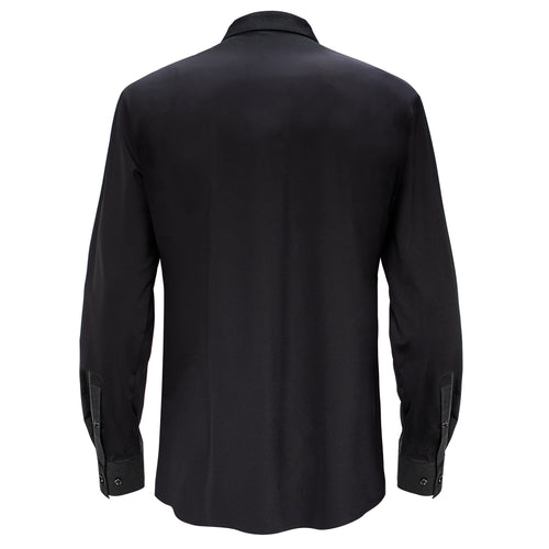 Camisa de vestir con botones Thrill Seeker de manga larga, color negro y plateado