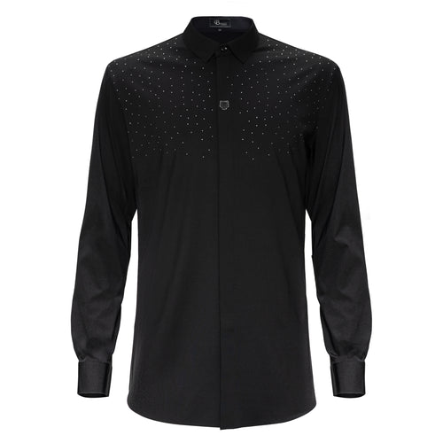 Camisa de vestir con botones Thrill Seeker de manga larga, color negro y plateado