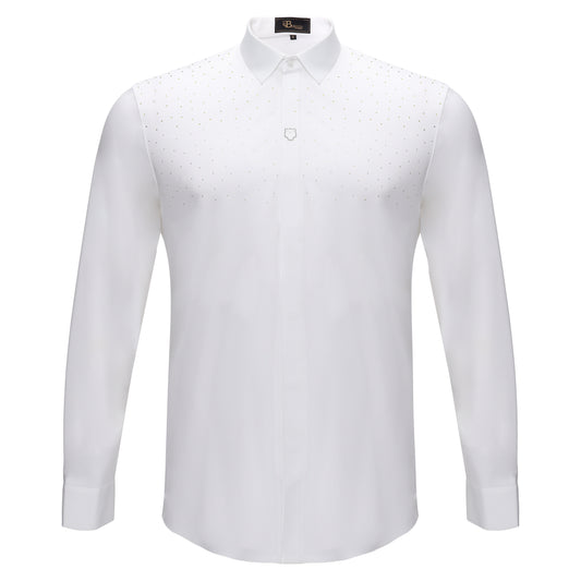 Thrill Seeker LS BUTTON DOWN DRESS SHIRT-WHITE/GOLD
