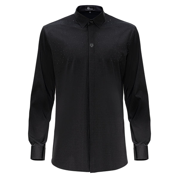 Camisa de vestir Thrill Seeker de manga larga con botones, color blanco y negro