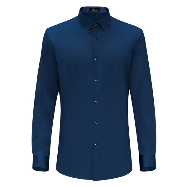 Camisa de manga larga con botones Zen Appeal - AZUL OSCURO