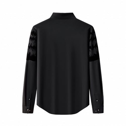 B316-Tigers Wrath Rhinestn Btn LS Shirt-BLACK/SILVER – view 1
