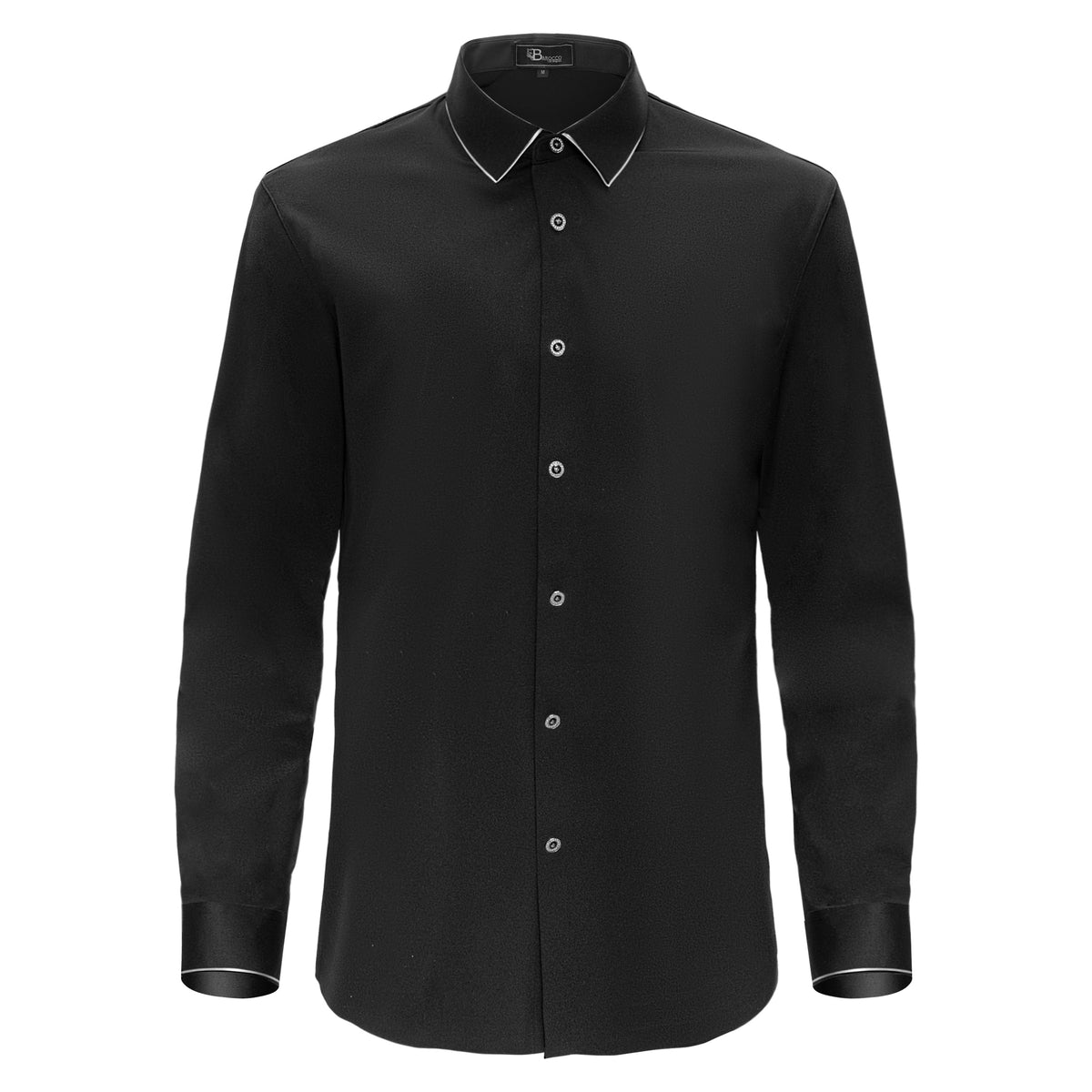B319 - Imperial Essence Button-Up Shirt-BLACK/SILVER