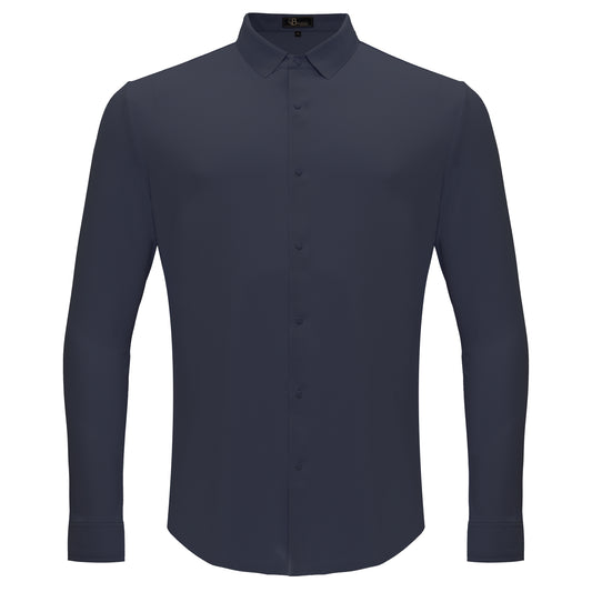 Olympic Victory Button-Up Shirt-GREY BLUE