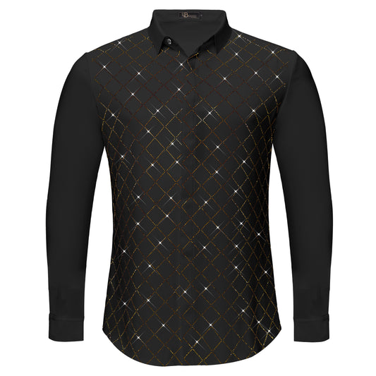 Electric Aura Button-Up Shirt-BLACK/GOLD