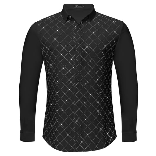 Electric Aura Button-Up Shirt-BLACK/SILVER