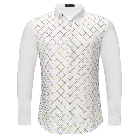 Electric Aura Button-Up Shirt-WHITE/GOLD
