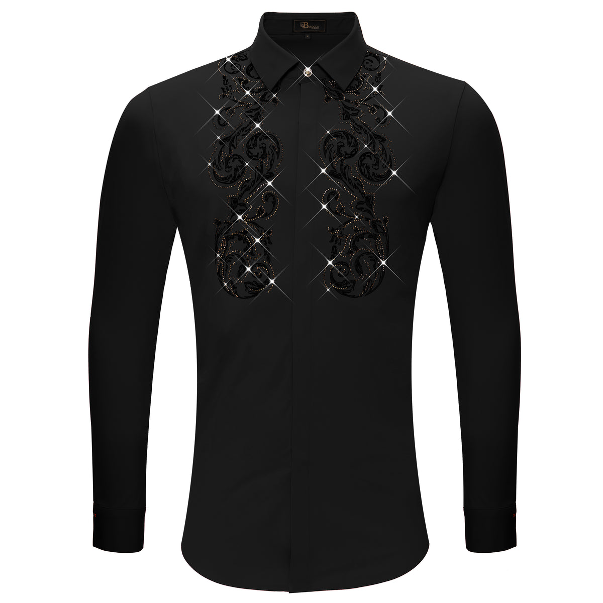 Camisa con botones y diamantes de imitación de Climbing Heights - NEGRA