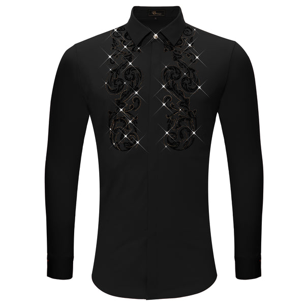 Camisa con botones y diamantes de imitación de Climbing Heights - NEGRA