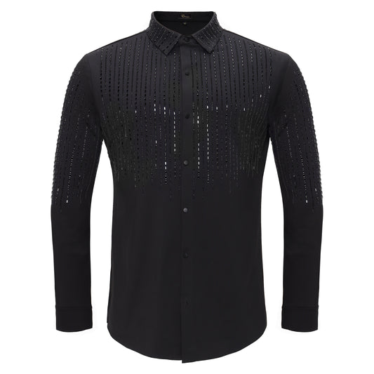 Crystal Classic Button-Up Shirt-BLACK/BLACK