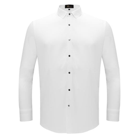 Silver Sophistication Button-Up Shirt-WHITE