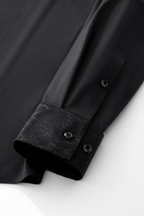 Camisa con relieve Rose Éclat-NEGRO – view 7