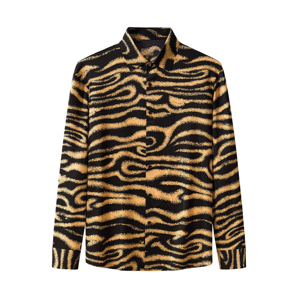 Camisa de manga larga sin costuras Golden Mirage - NEGRO/MARRÓN