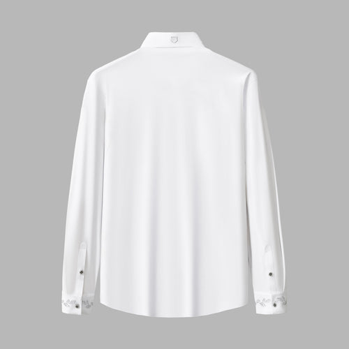 B378-Regal Lace Crystal Dress Shirt-WHITE – view 1