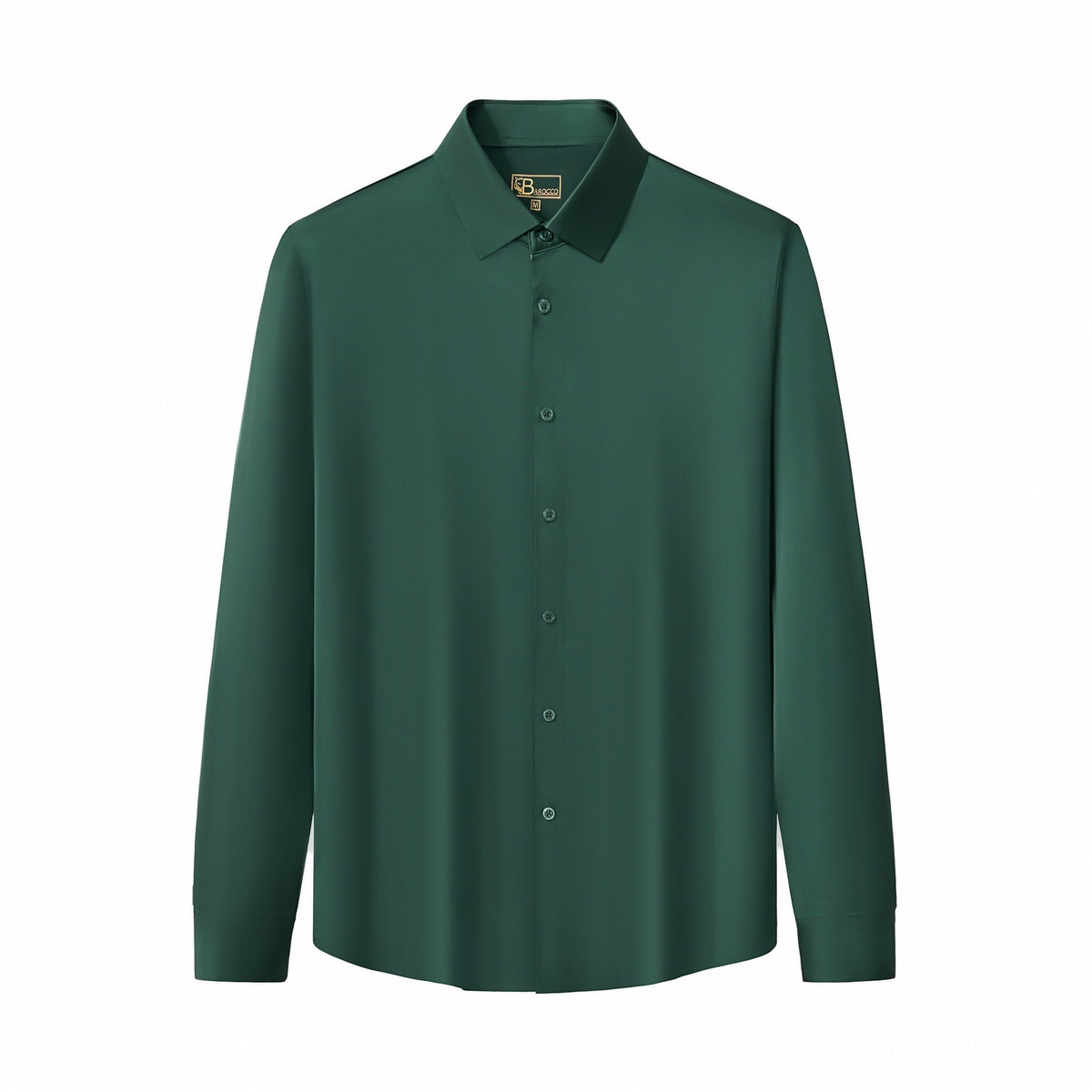 Camisa de manga larga sin costuras de satén Signature - Verde bosque – BAROCCO wholesale menswear