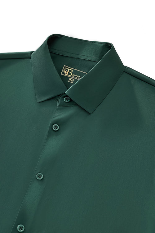 Camisa de manga larga sin costuras de satén Signature - Verde bosque – view 4