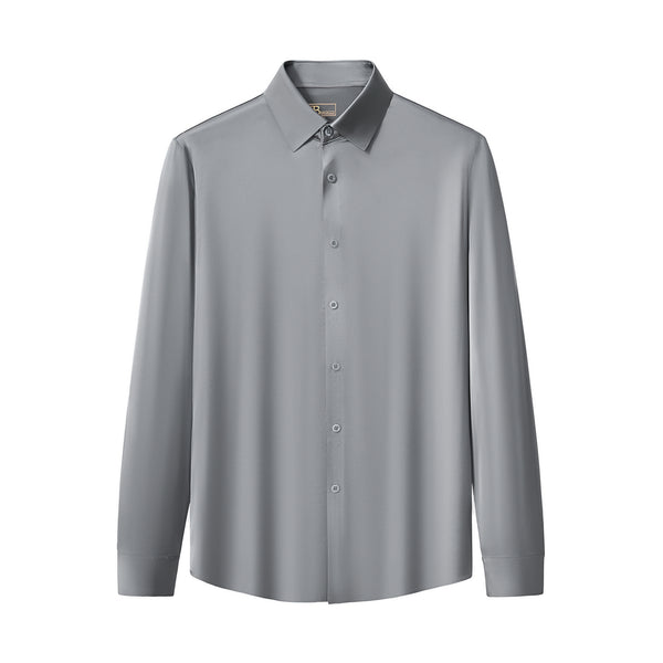 Camisa de manga larga sin costuras de satén Signature - Gris