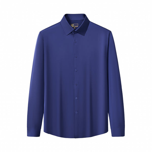 B400 - SIGNATURE SATIN STITCHLESS LS Shirt-NAVY