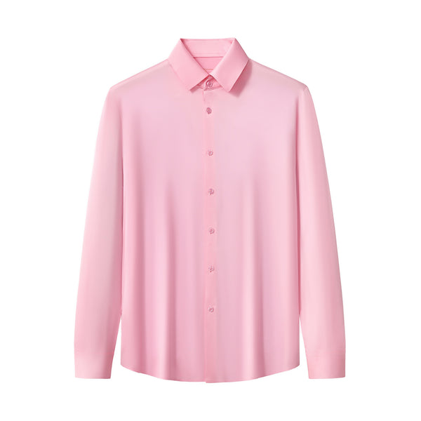 Camisa de manga larga sin costuras de satén Signature - Rosa