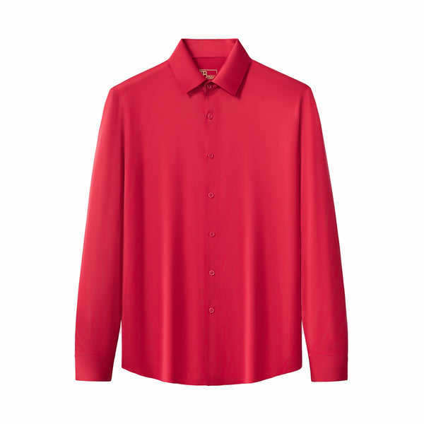 Camisa de manga larga sin costuras de satén Signature - Roja