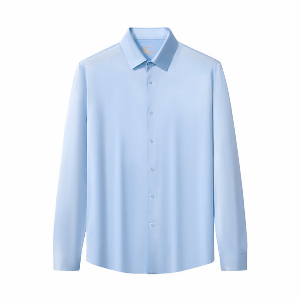 Camisa de manga larga sin costuras de satén Signature - Azul cielo