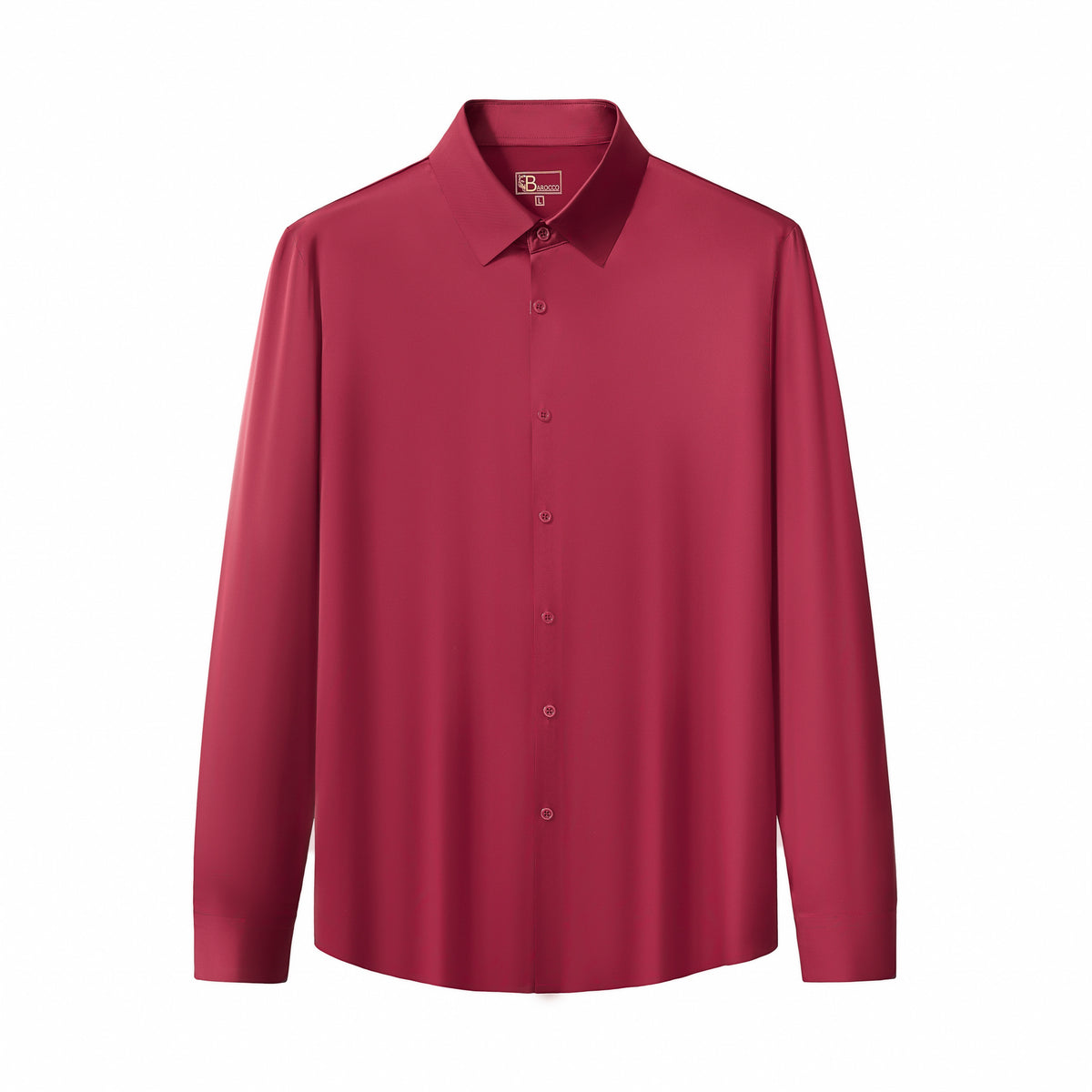 Camisa de manga larga sin costuras de satén SIGNITURE - Vino – BAROCCO wholesale menswear