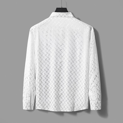 Camisa de manga larga sin costuras con teselación óptica - MARFIL – view 1