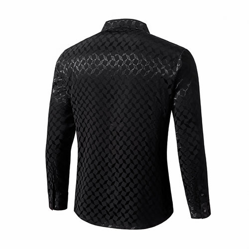 Camisa de manga larga sin costuras con teselación óptica - NEGRA – view 2