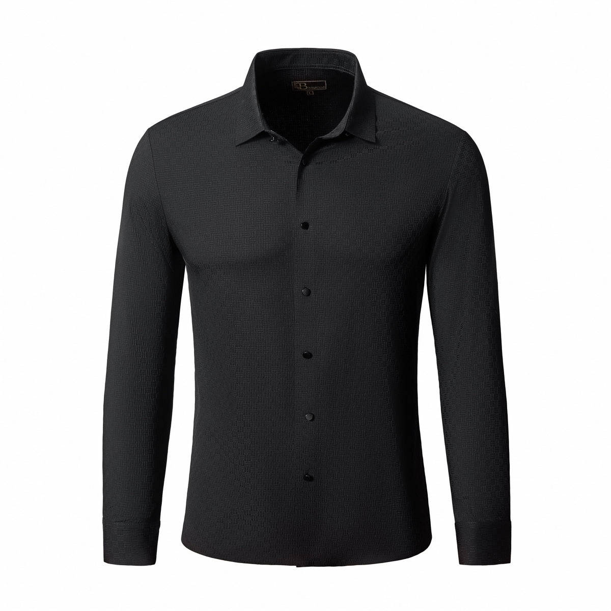 B419 - Tactile Weave Stitchless LS Shirt-BLACK – BAROCCO wholesale shirts