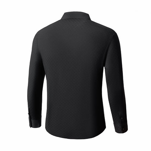 B419 - Tactile Weave Stitchless LS Shirt-BLACK – view 2