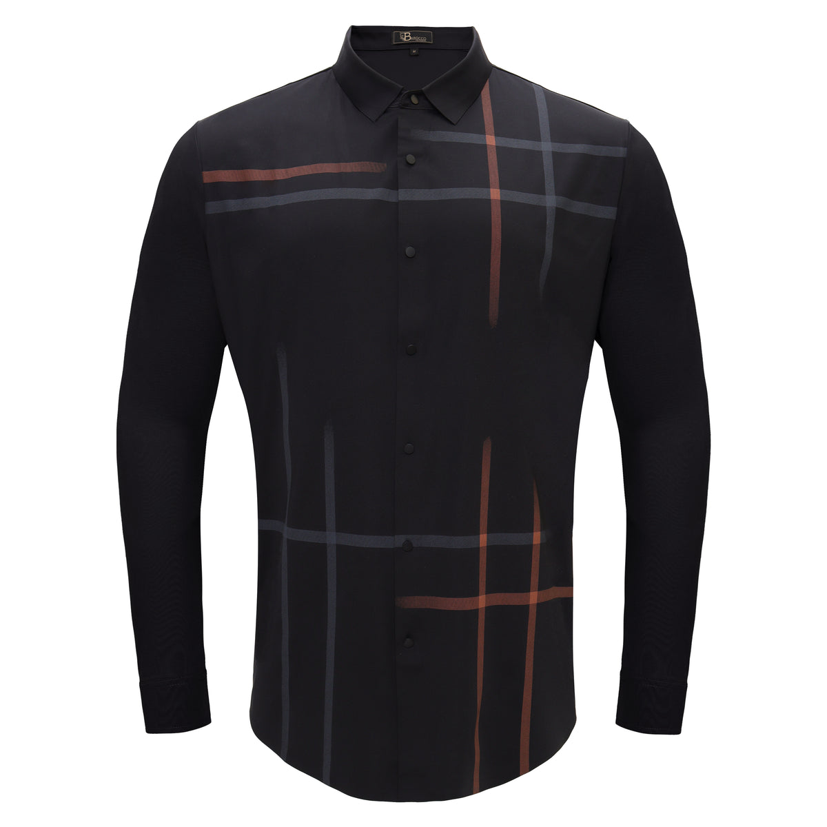 B523 - Checkmate Plaid Button-Up Shirt-BLACK