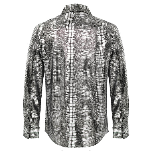Bright Affluence Button-Up Shirt-SILVER