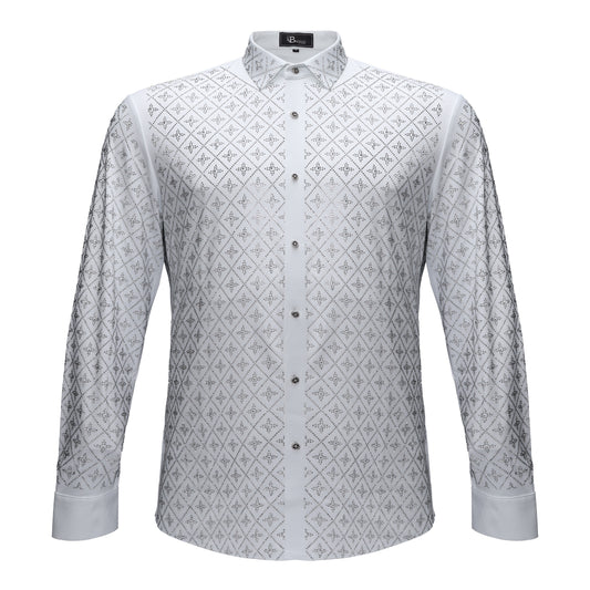Sharp Armor Button-Up Shirt-WHITE/SILVER