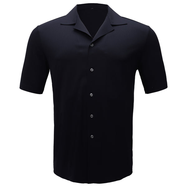 Camisa de manga corta con botones y diseño relajado y refinado - AZUL MARINO