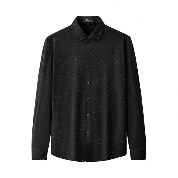 B569-Imperial Maze Stone Shirt-BLACK/BLACK