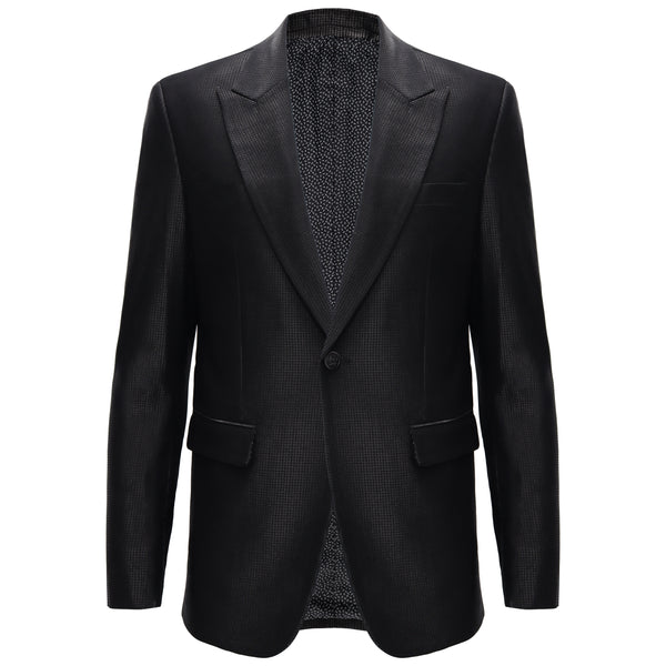 BC403 - Men’s Elegant Black Textured Blazer-BLACK