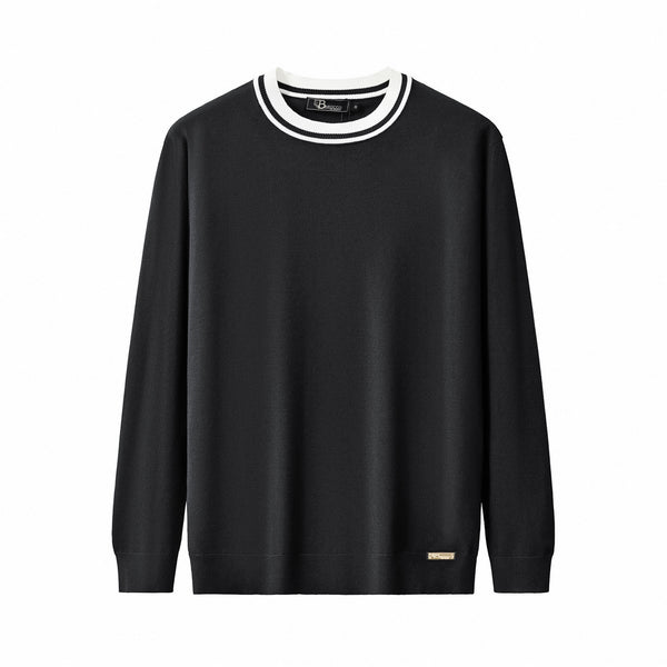 Jersey de punto con cuello en contraste Halo LS-BLACK