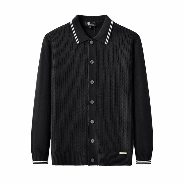 Cárdigan de punto trenzado Marquee LS-NEGRO