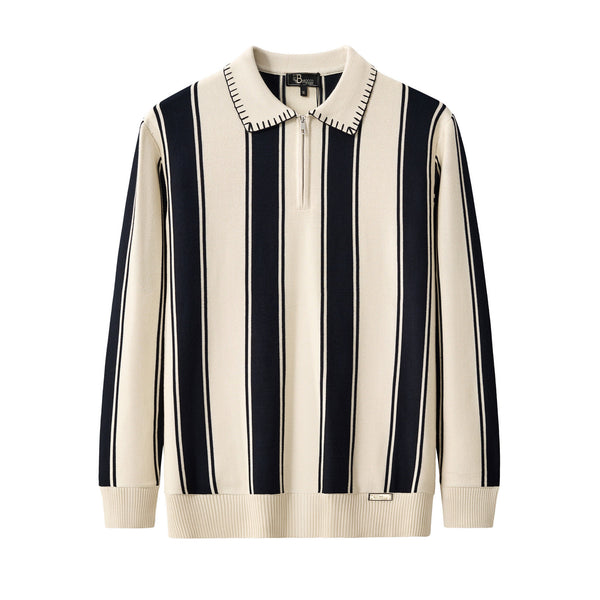 Polo de punto a rayas Vanguard LS-IVORY