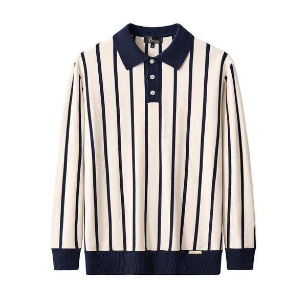 Polo de punto de rayas imperiales LS-IVORY