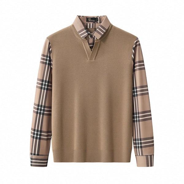 BLS128 - Hybrid Knit LS Shirt-KHAKI