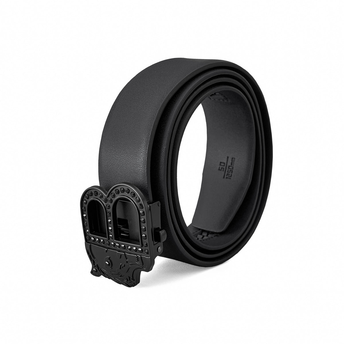 Cinturón de cuero plano con hebilla automática - NEGRO/NEGRO – BAROCCO wholesale menswear