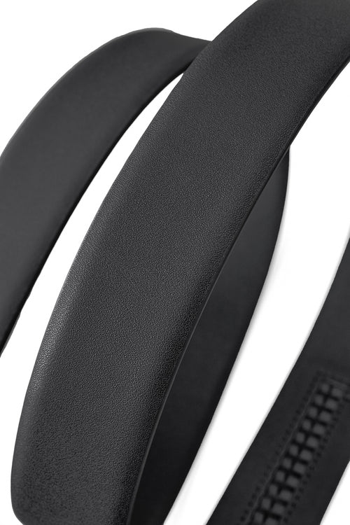 Cinturón de cuero plano con hebilla automática - NEGRO/NEGRO – view 3