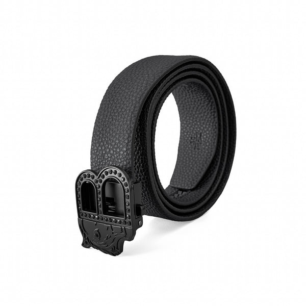 Cinturón BKL de cuero texturizado para automóvil - NEGRO/NEGRO