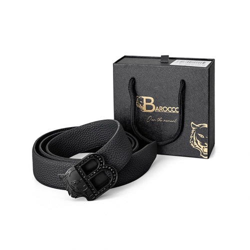 BLT019 - Textured Leather Auto BKL Belt-BLACK/BLACK – view 5