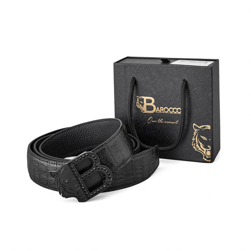 BLT020 - Croc-Embossed Auto BKL Belt-BLACK/BLACK – view 5