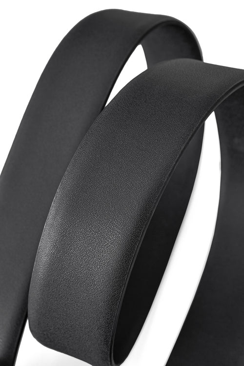 Cinturón de piel lisa con hebilla automática – Edición dorada – DORADO/NEGRO – view 3
