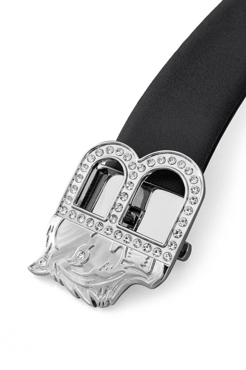 BLT025 - Flat Leather Auto BKL Belt – Silver Ed.-SILVER/BLACK – view 2