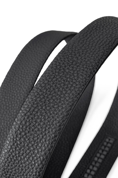 BLT026 - Pebbled Leather Auto BKL Belt – Silver Ed.-SILVER/BLACK – view 3